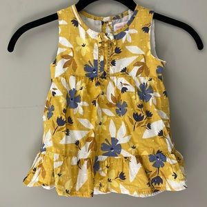 LITTLE GIRLS TOMMY BAHAMA YELLOW AND FLOWER PATTERN EYELET DRESS